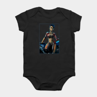 Blue haired biker girl Baby Bodysuit